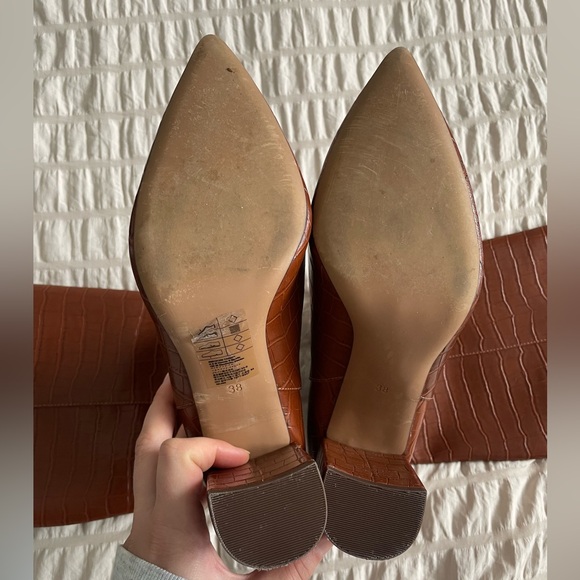 H&M Faux Leather Knee High Heeled Boots - Picture 2 of 3